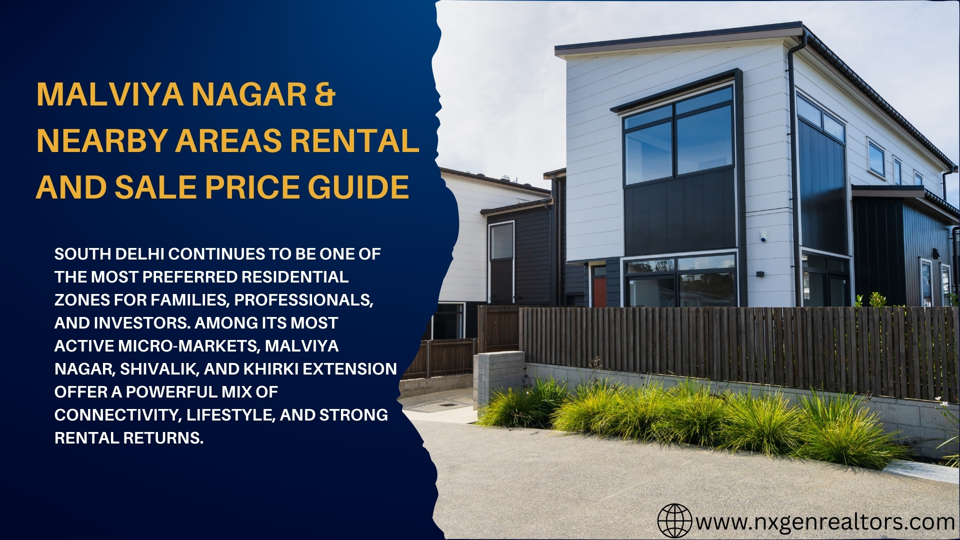 Malviya Nagar property rates 2026 showing modern builder floor with rental and sale price guide in South Delhi