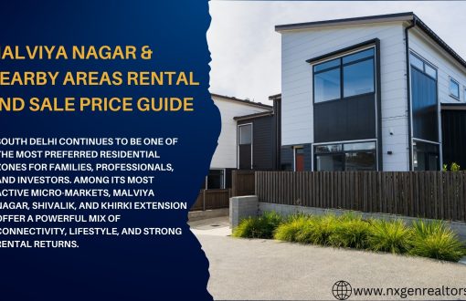 Malviya Nagar property rates 2026 showing modern builder floor with rental and sale price guide in South Delhi